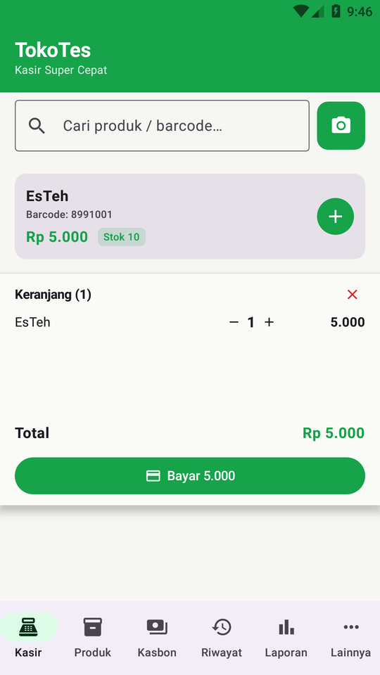 Screenshot aplikasi NgasirKita — layar kasir